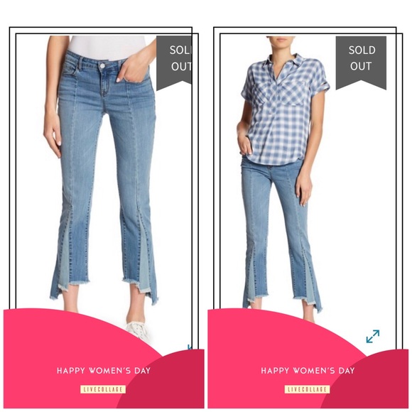 William Rast Color Block Flare Cropped Jeans - Picture 3 of 8